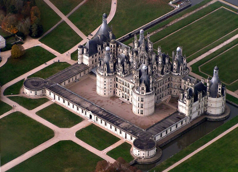 Vue aérienne du château de Chambord,
