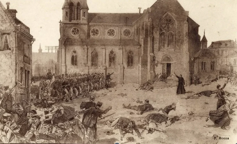 'abbé Margerin s’interpose durant la fusillade  de Fourmies 1er mai 1891