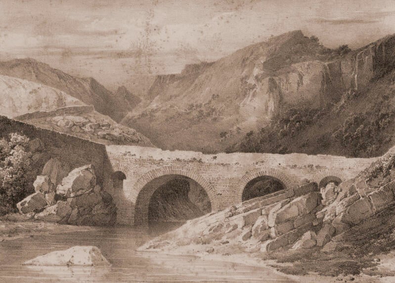 Le Pont du Diable sur l'Hérault, au XIXe siècle,