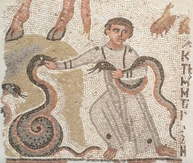 mosaïque byzantine empire romain serpents couleuvres