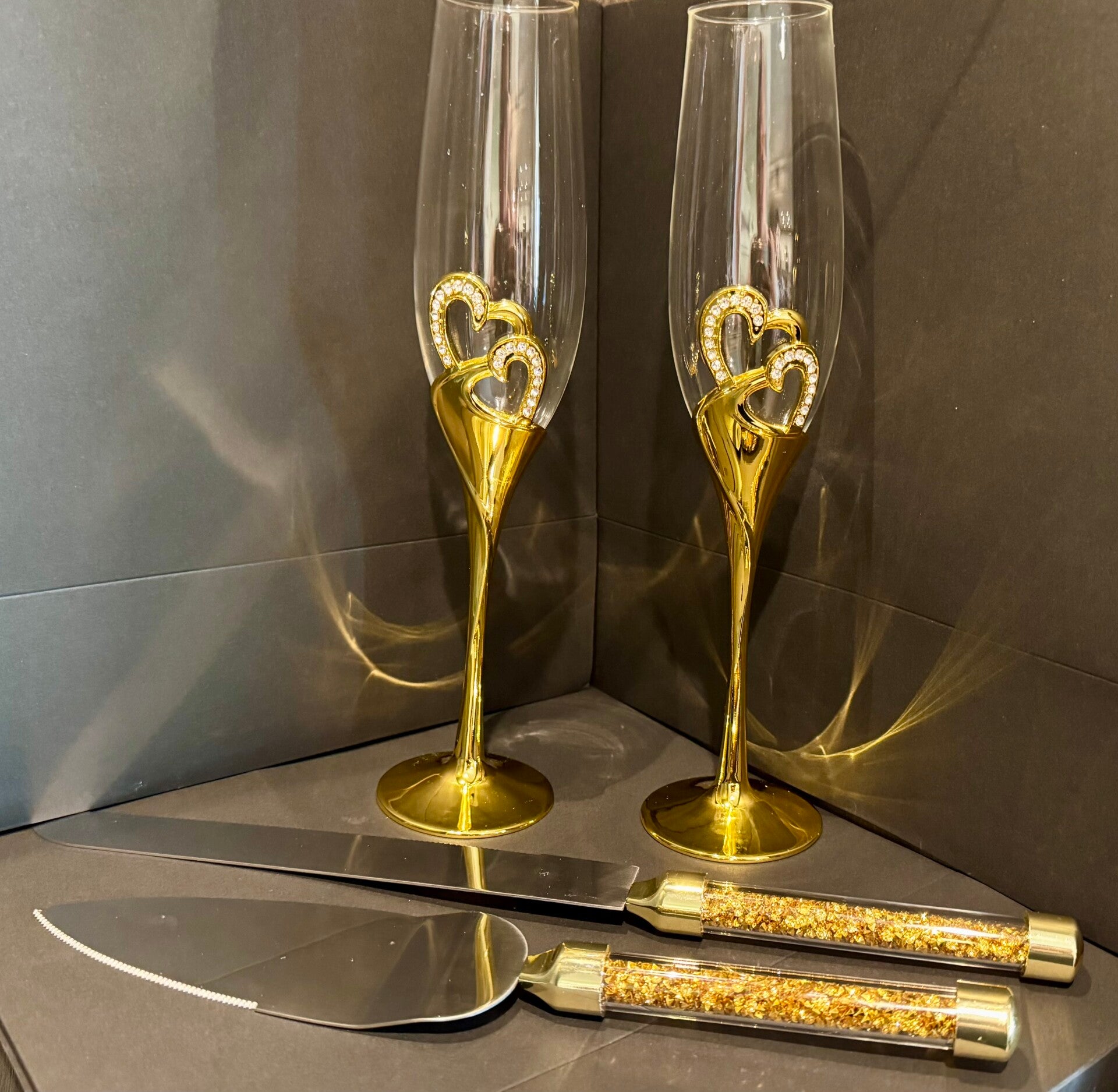 Romantic Heart Champagne Glasses Flutes