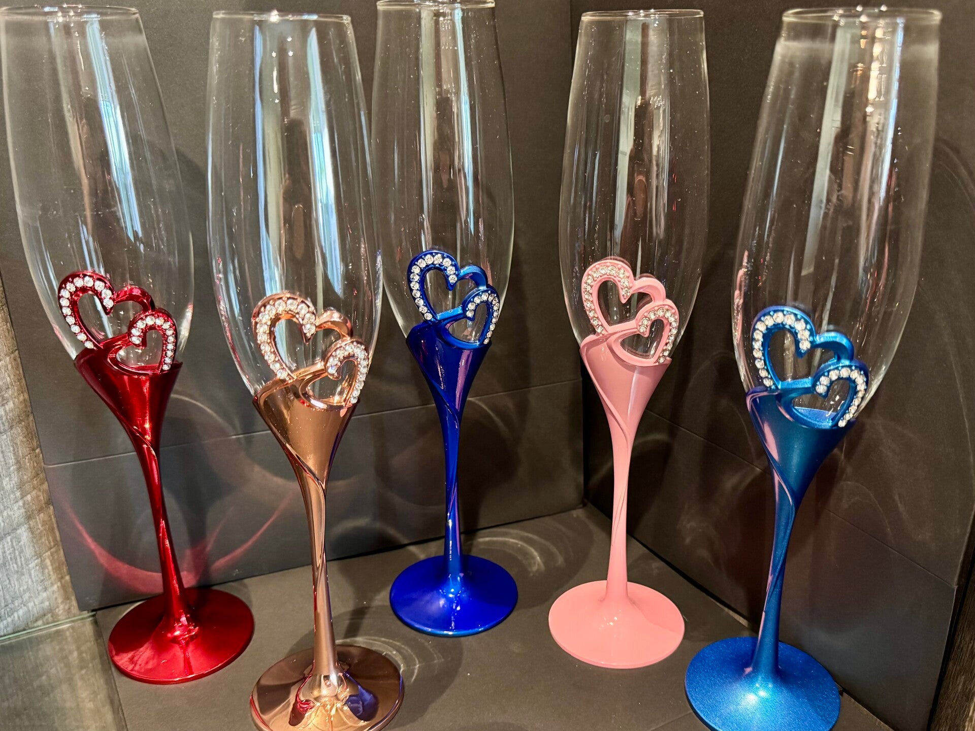 Colored Heart Champagne glass