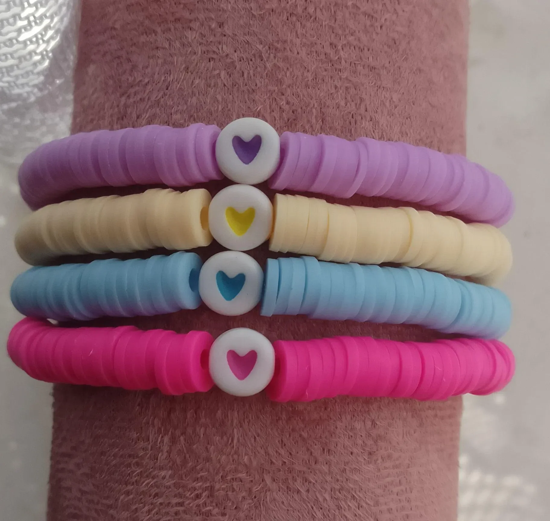 Clay Bead Heart Bracelets
