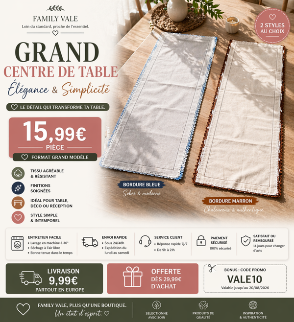 🪑 Grand Centre de Table – Élégance & Simplicité
