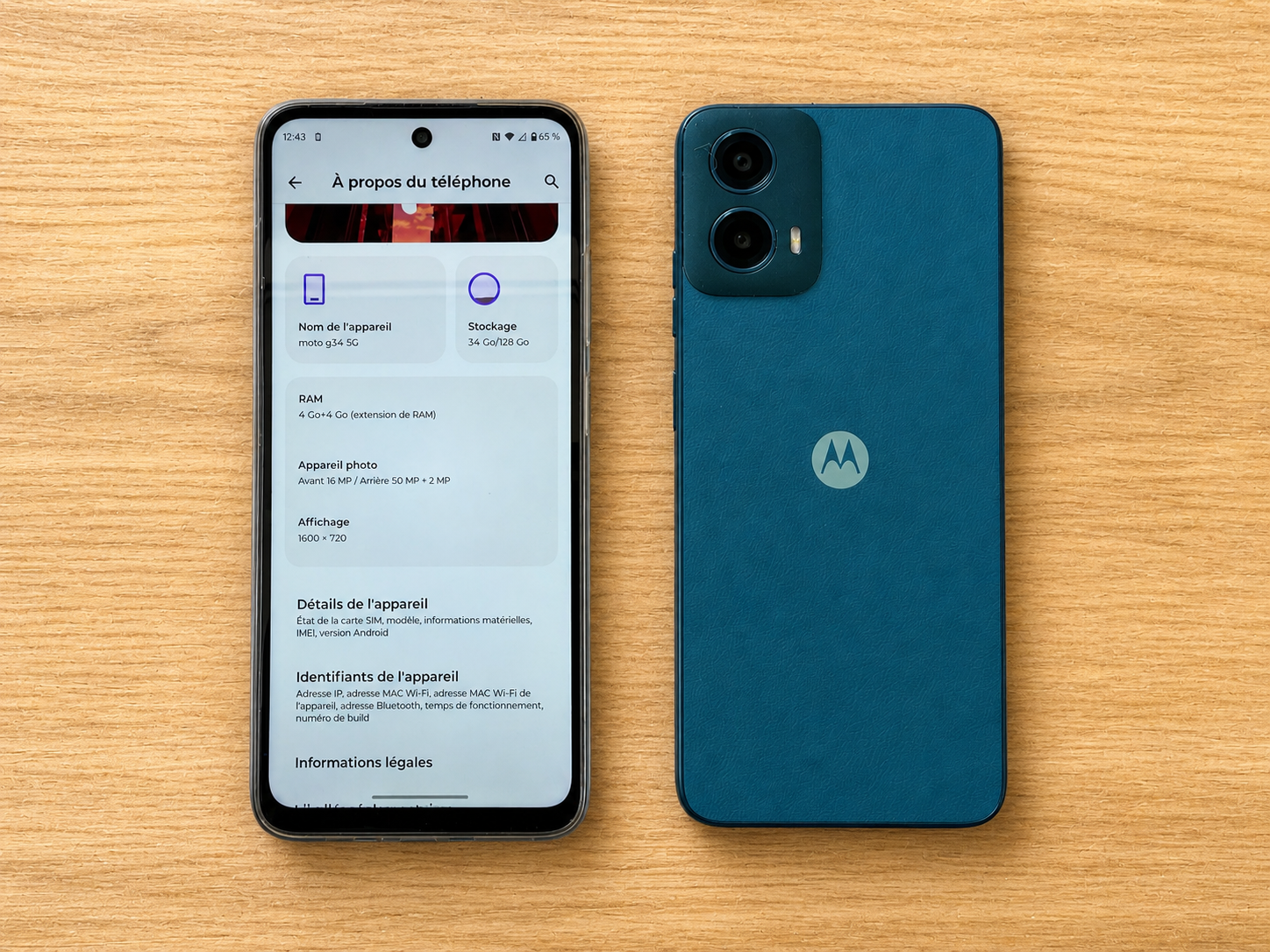 Motorola Moto G35 5G – 128 Go – Double SIM – Bleu/Vert + coque