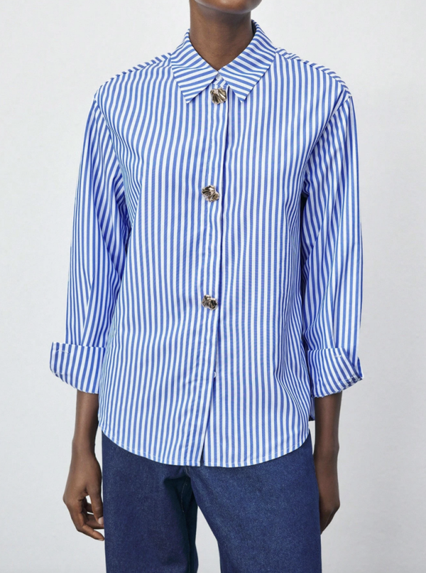 Chemise à rayures avec boutons métalliques