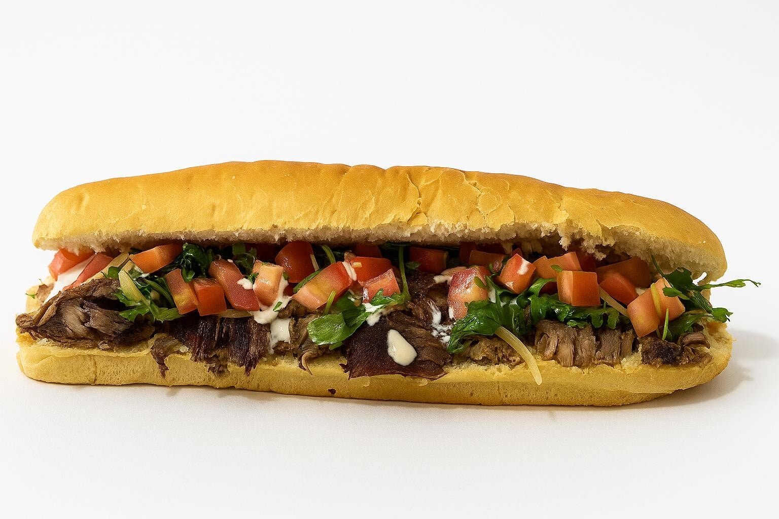 Beef Shawarma sandwich sub style serves in Santa Ana, and Costa Mesa 