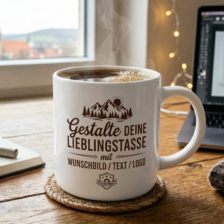 Premium-Keramiktasse – Dein Wunschbild, Text & Logo