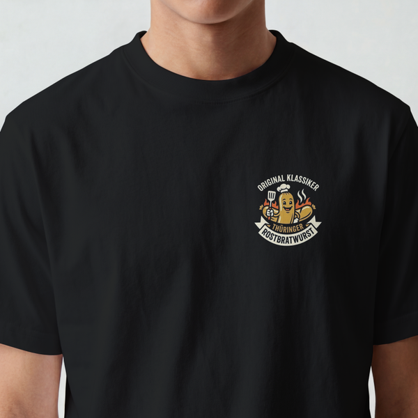 T-Shirt "Original Thüringer Rostbratwurst" – Vintage Grill-Shirt mit Rezept & Zutaten