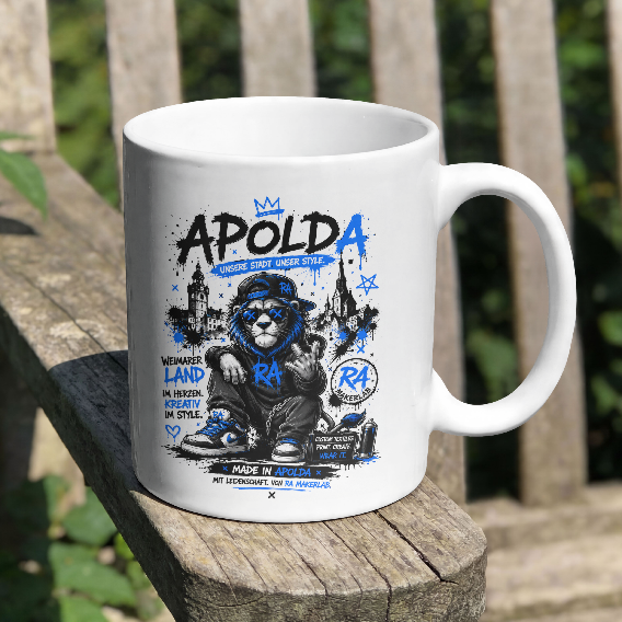 Keramiktasse "Apolda Street Lion" – Streetstyle by RA Makerlab