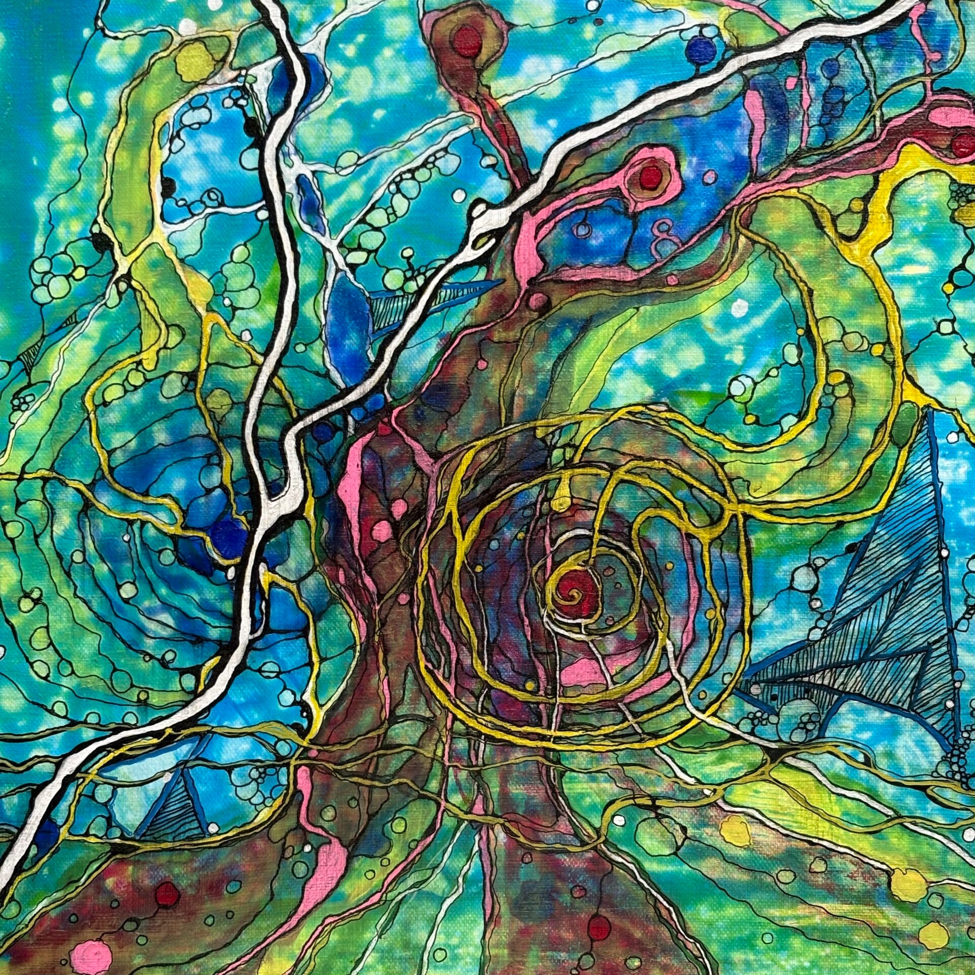 Bild "Im Fluss" Acryl Leinwand 40x40