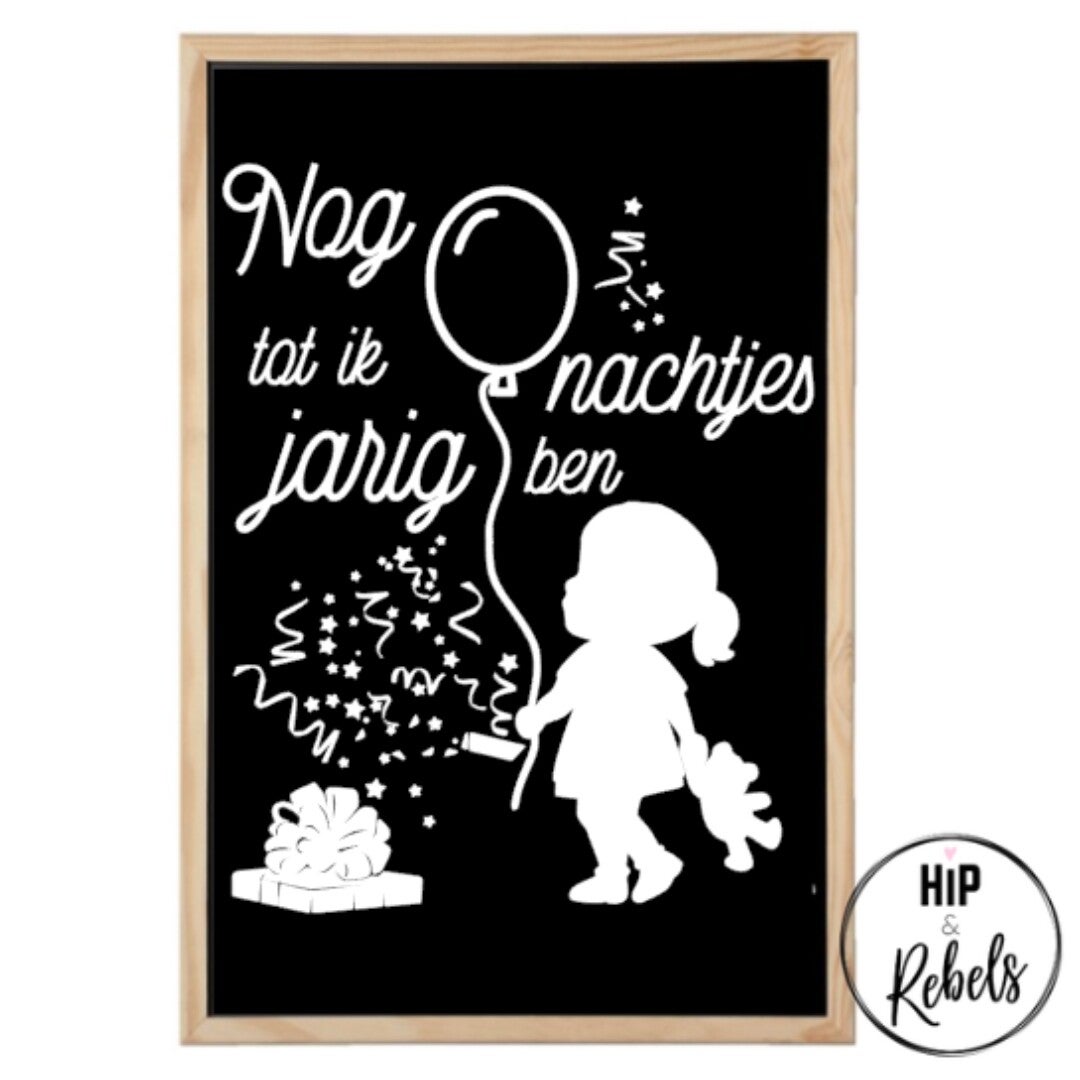 Aftelkalender verjaardag meisje (krijtbord)