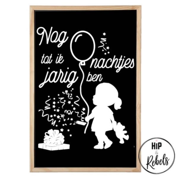 Aftelkalender verjaardag meisje (krijtbord)