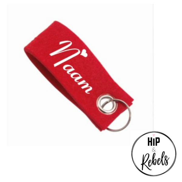 Vilten sleutelhanger - Naam hartje