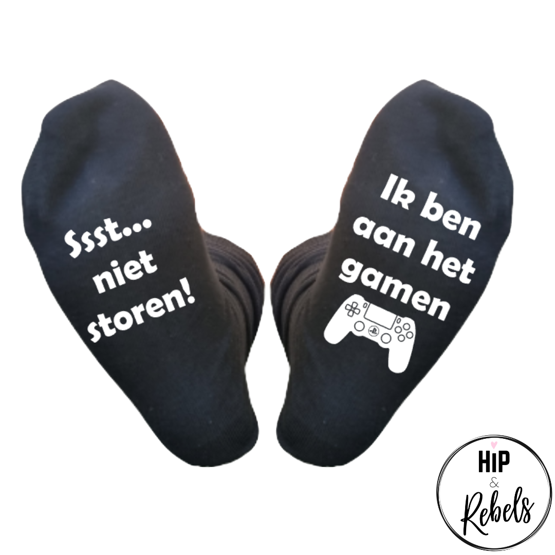Sokken met tekst - Ssst... niet storen! Ik ben aan het gamen