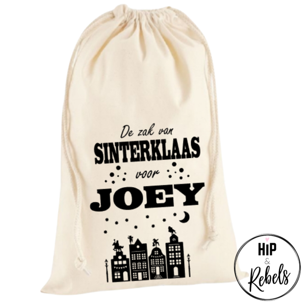 Katoenen zak - De zak van Sinterklaas voor (met eigen naam)