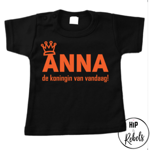 T-shirt met lange (of korte) mouw - De koning(in) van vandaag! (met naam)