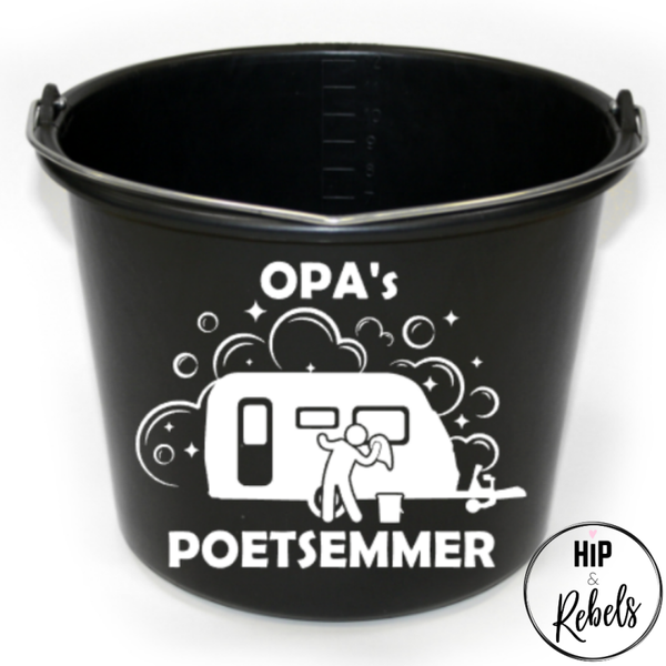 Emmer - Poetsemmer (caravan) met naam