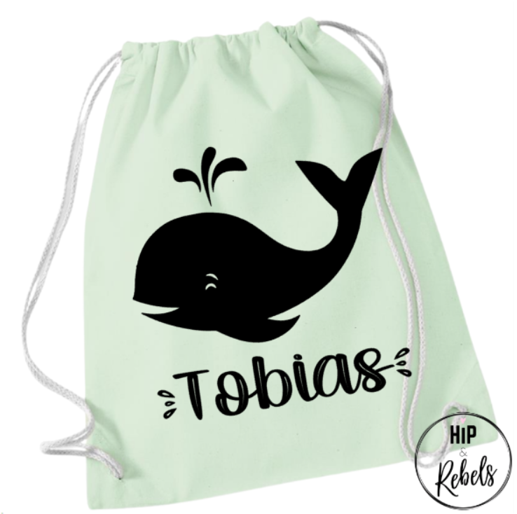 Katoenen zwemtas - Walvis (met naam)