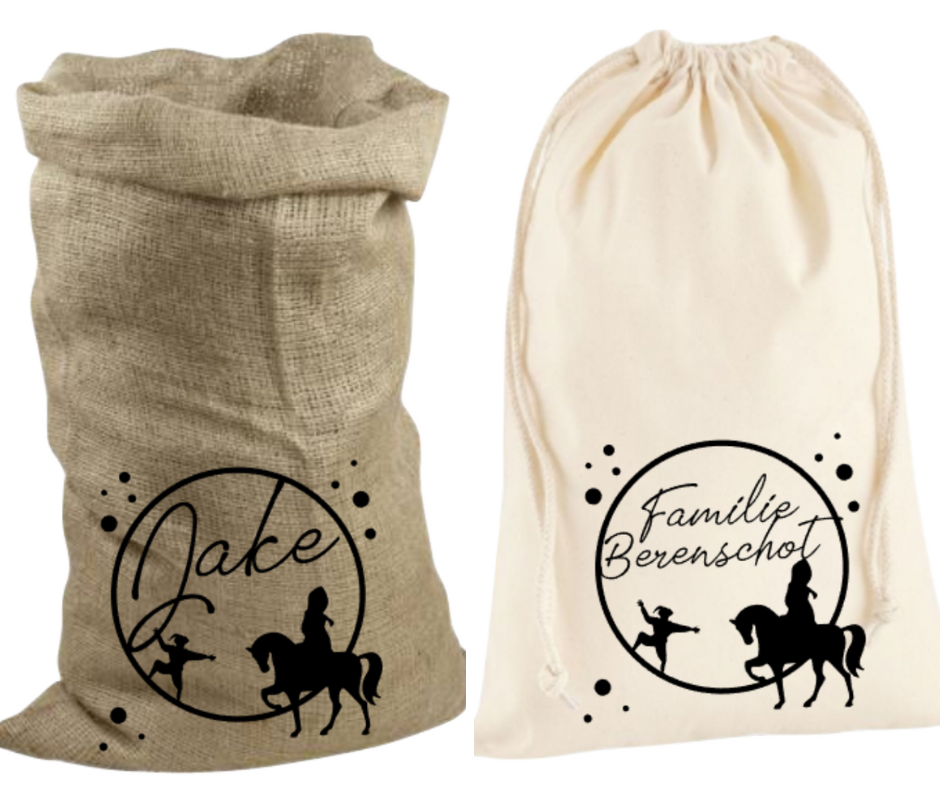 Sinterklaas zak - Cirkel Sint & Piet (met eigen naam)