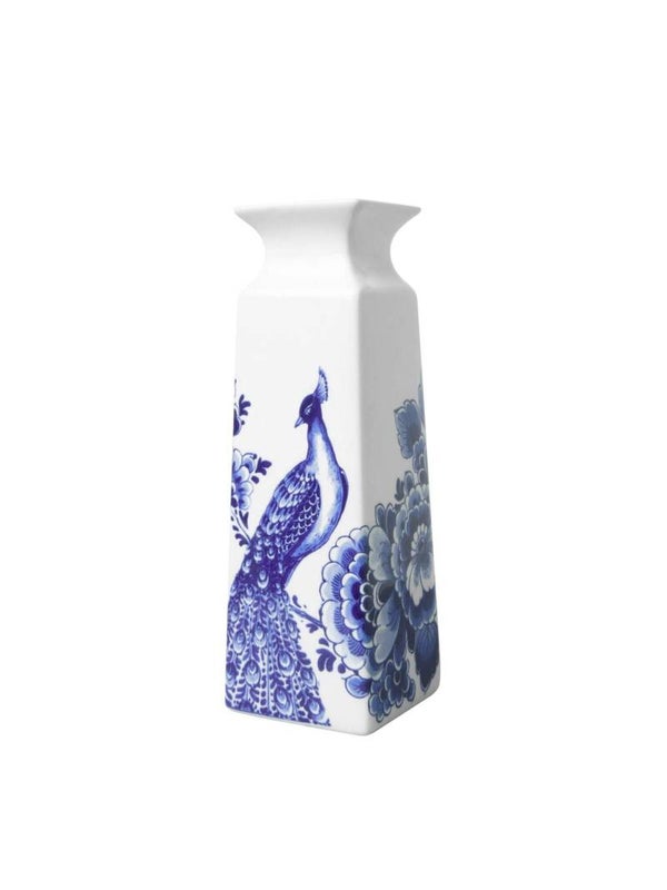 Vaas Vierkant Bloem en Pauw 22 cm