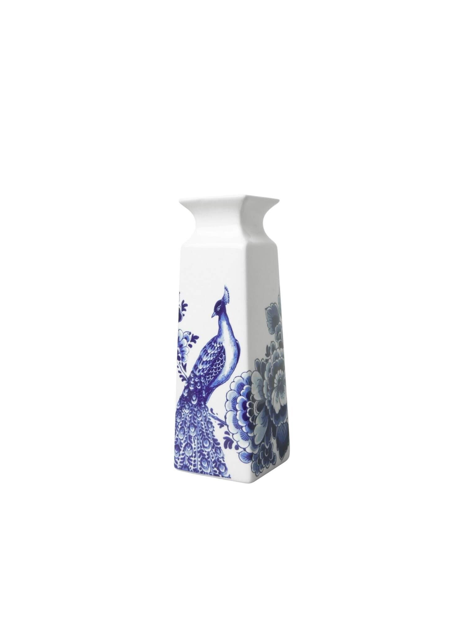 Vaas Vierkant Bloem en Pauw 16 cm