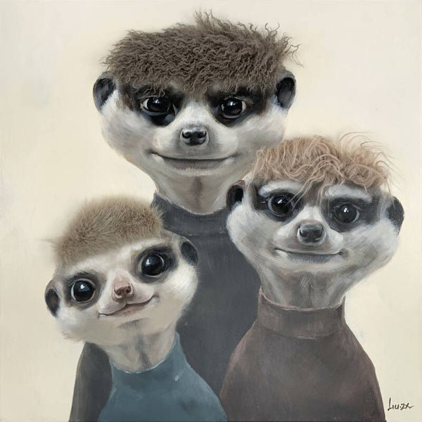 Schilderij Stokstaartjes met imitatitebont