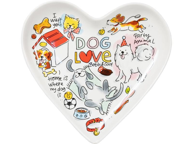 Hartvormig Bord Dog Love 22 cm