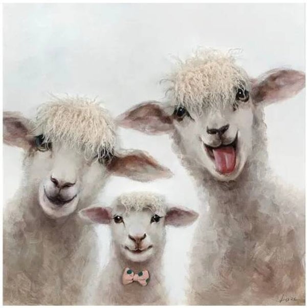 Schilderij Schapen met imitatitebont