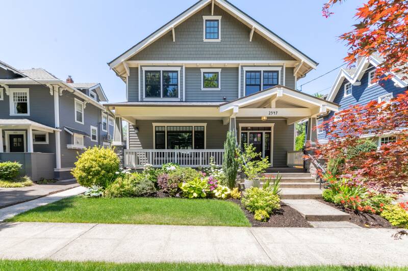 Residential real estate photography of single-family home exterior in Portland Oregon