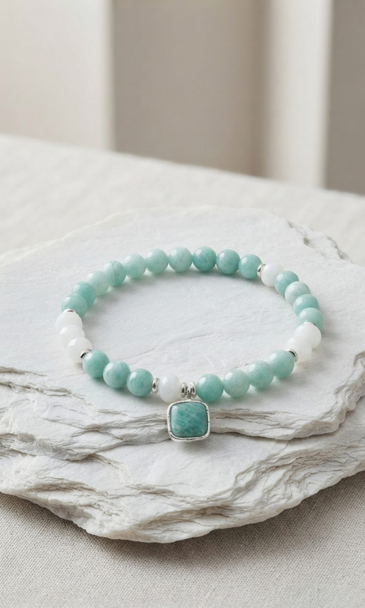 Bracelet d'Amazonite du Mozambique 6mm. 55,00$