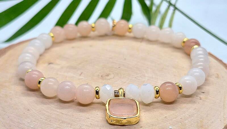 Bracelet Aventurine et Quartz rose (6mm) 55,00$