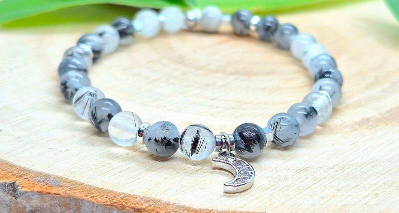Bracelet Quartz rutilé lune et CZ (6mm) 35,00$