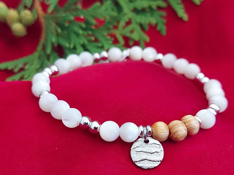 Nacre/bois/ acier silver BRA N6S- 35,00$