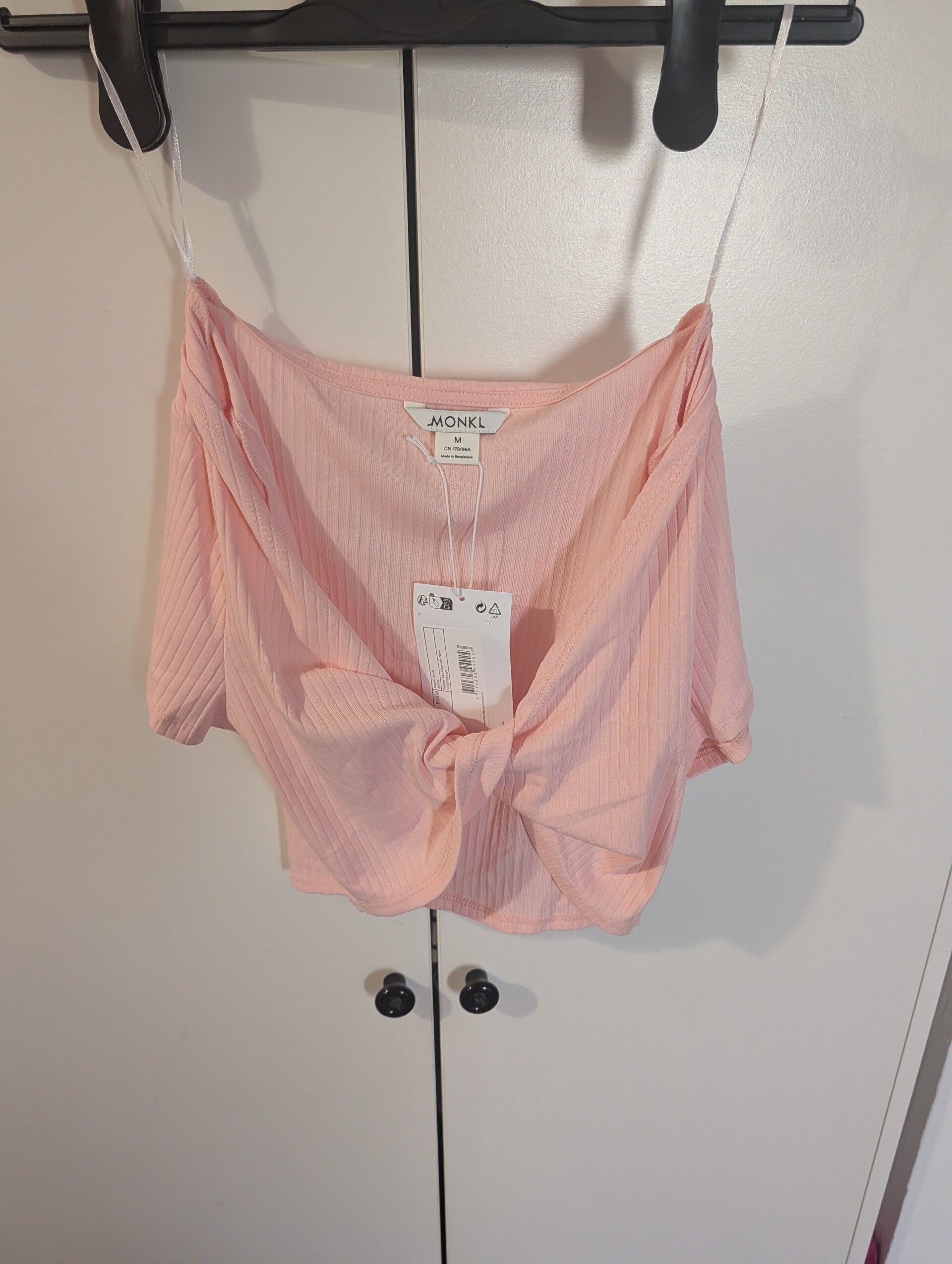 🌸 MONKI PINK RIBBED TOP – SIZE 10 🌸