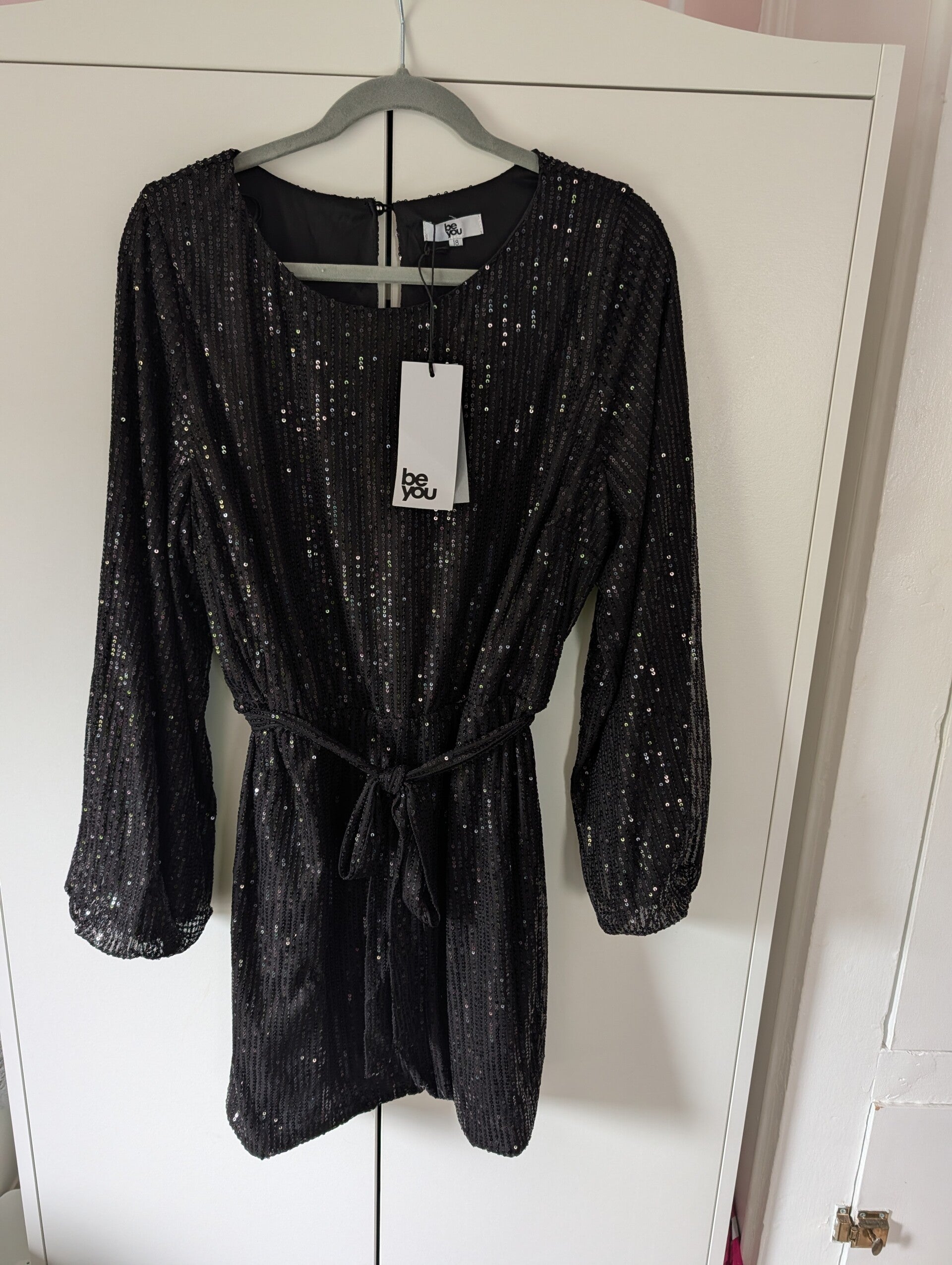 ✨ Be You Black Sequin Mini Dress – Size 18 ✨