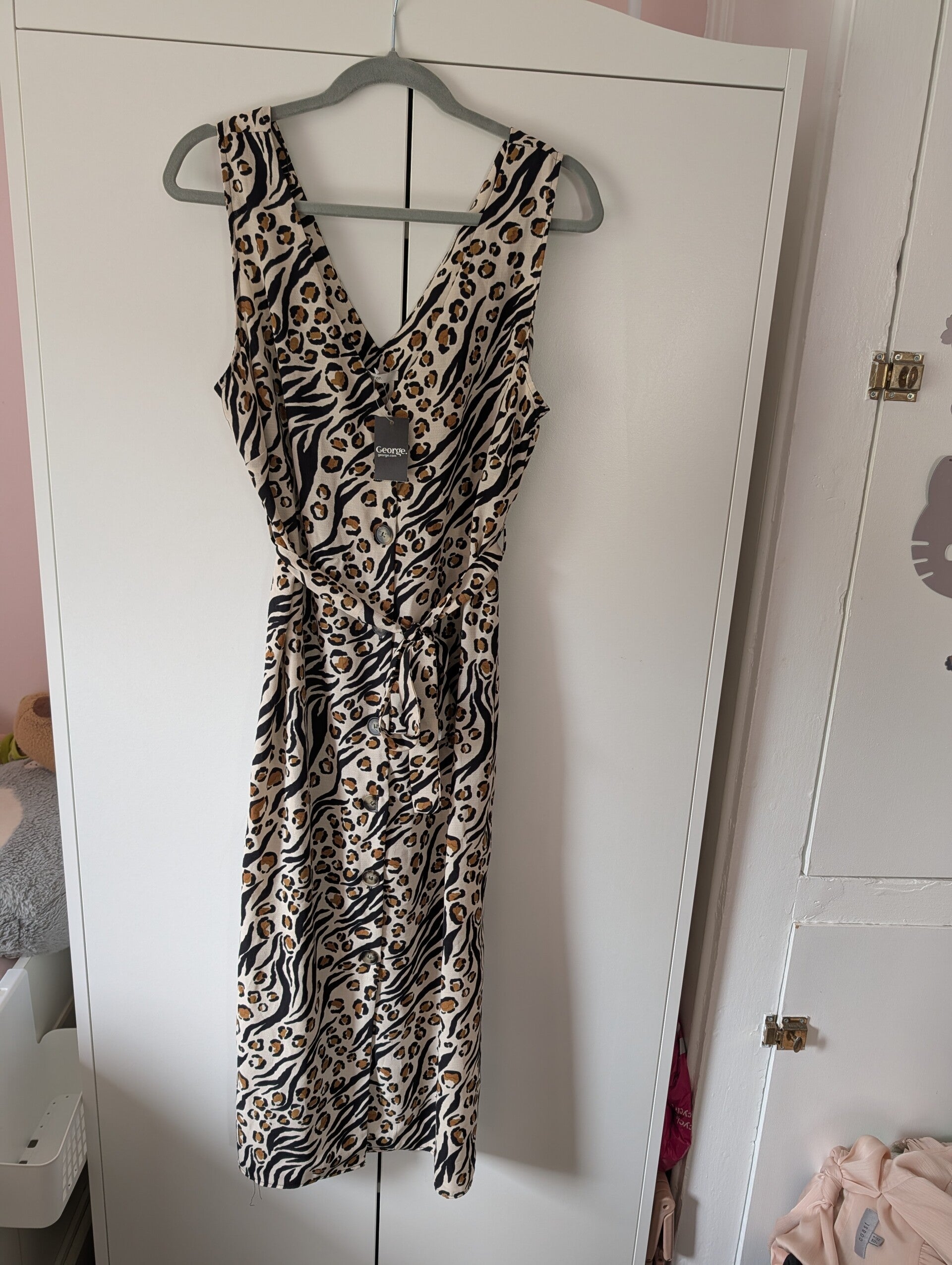 🐆 George Animal Print Midi Dress – Size 16 🐆