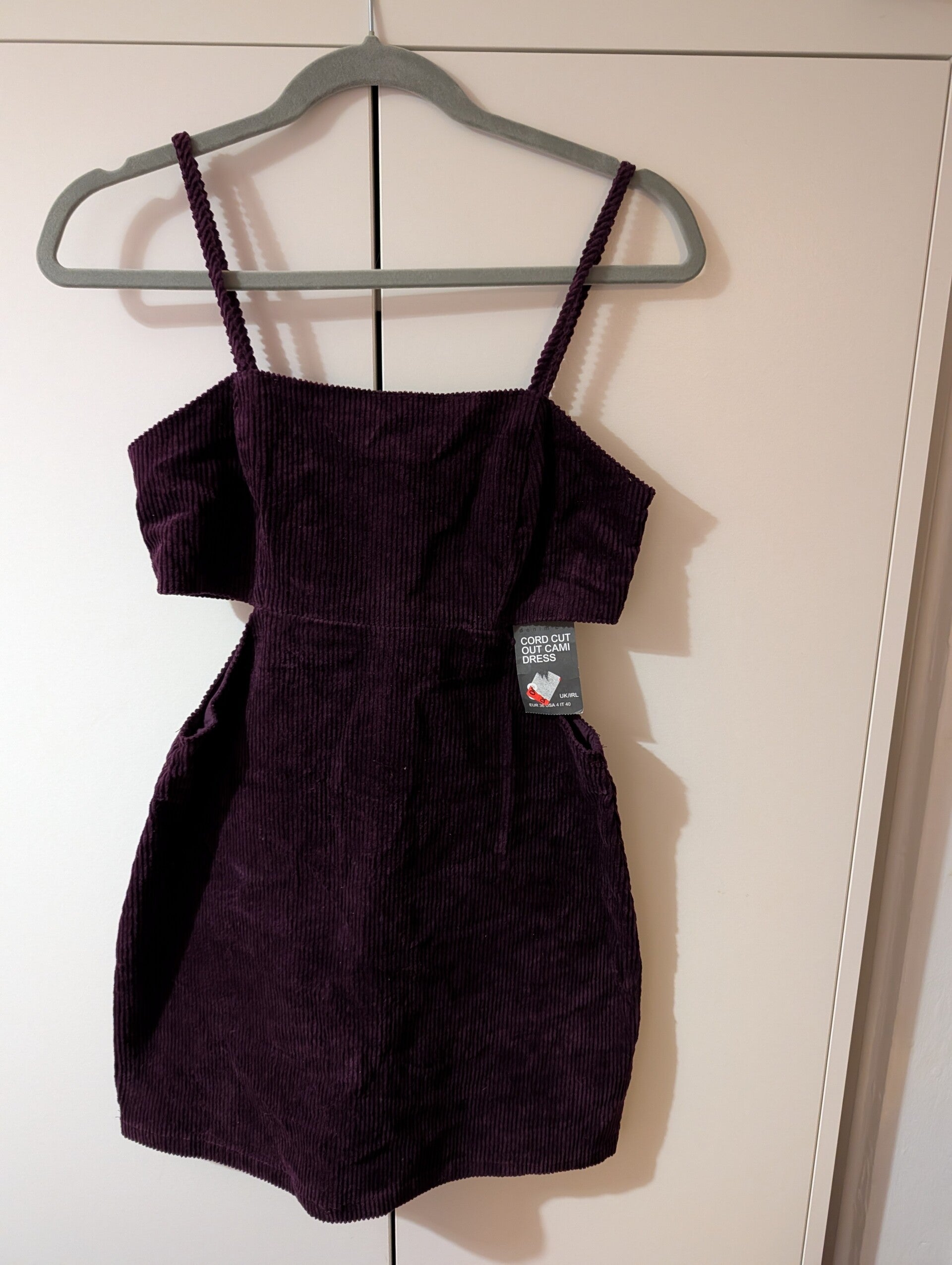 💜 Primark Plum Cord Cut-Out Cami Dress – Size 8