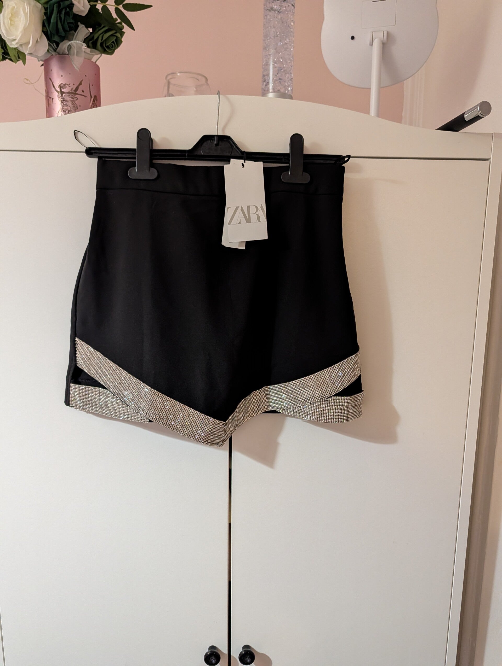 ✨ Zara Rhinestone Trim Skort – Medium (UK 12–14)