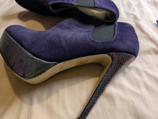 👠 ODEON PURPLE PLATFORM ANKLE HEELS – SIZE 7 👠