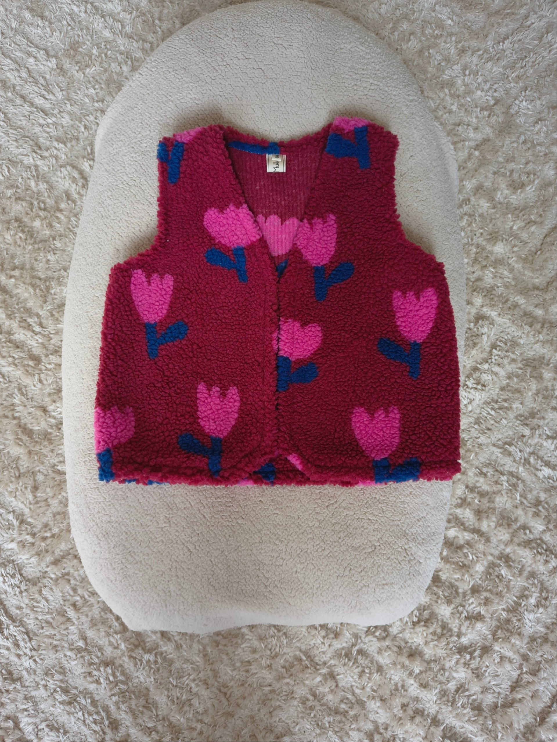 Giletje Teddy Tulpen Donkerrood/ Roze