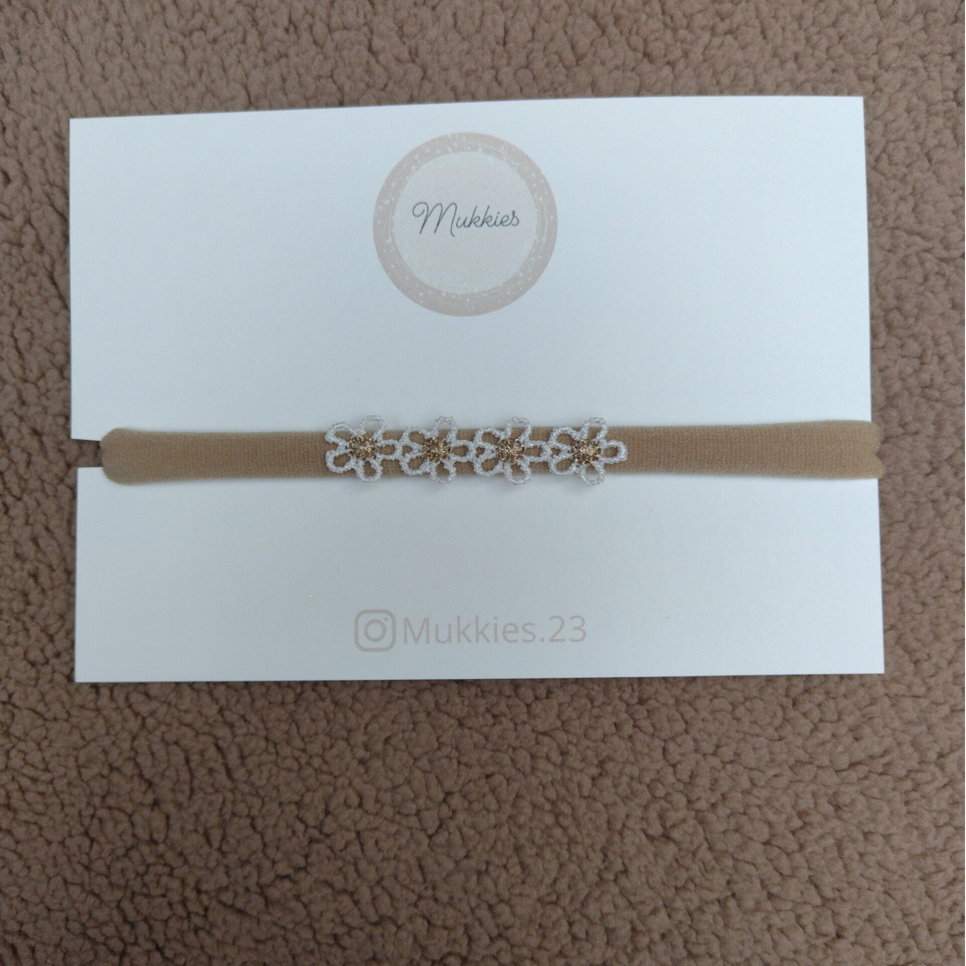 Haarbandje Kleine Bloemetjes Wit/Goud