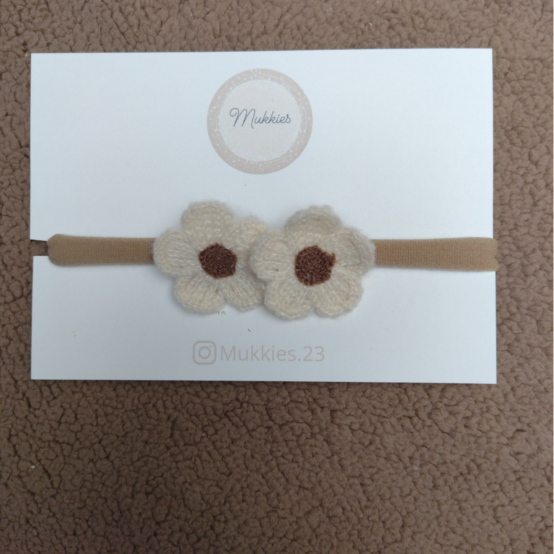 Haarbandje kasjmier bloem ivoor