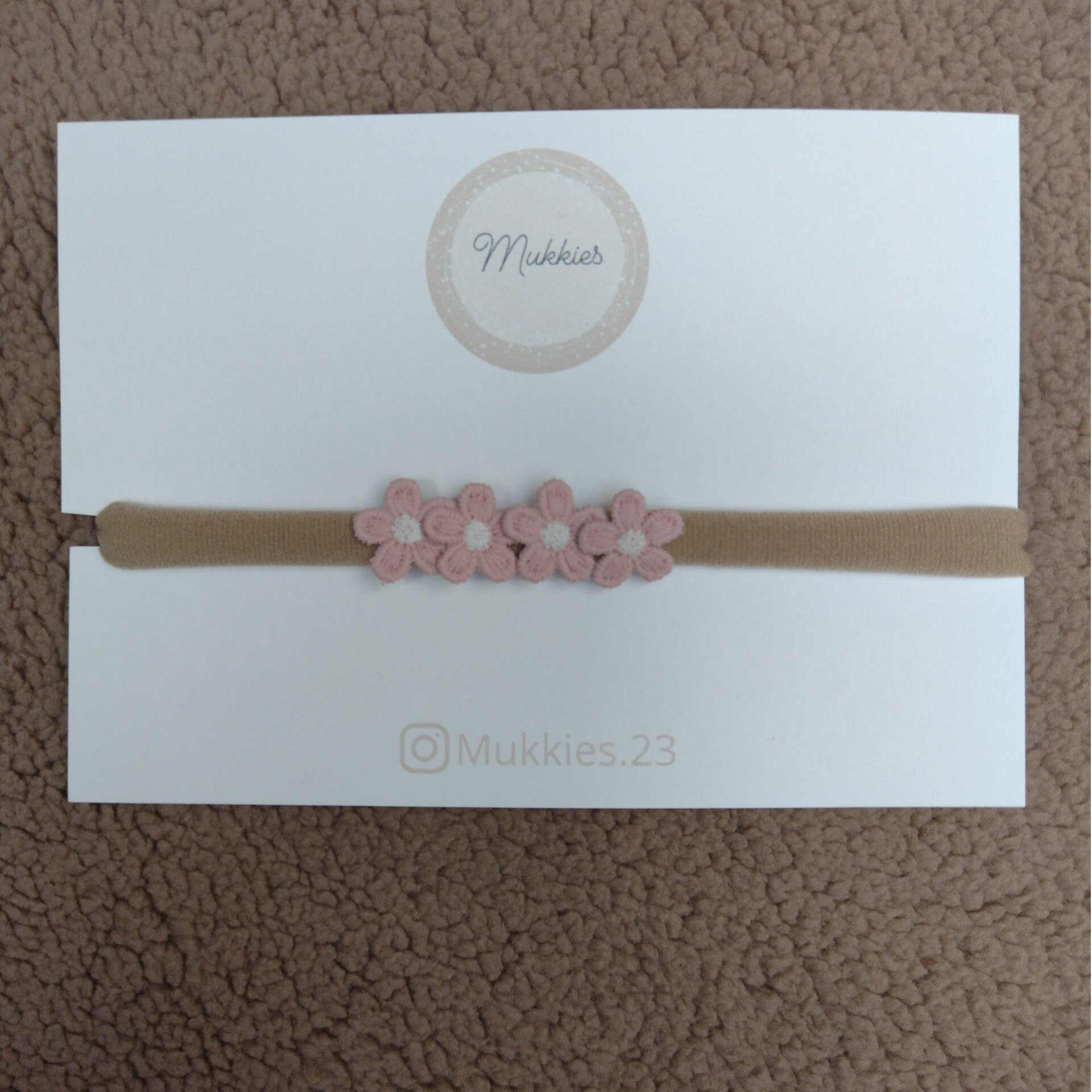 Haarbandje Geborduurde Bloem Licht Roze