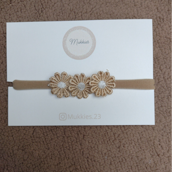 Haarbandje Daisy flower khaki