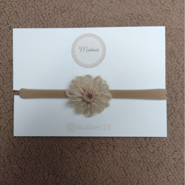 Haarbandje Haaknaald Bloem Beige