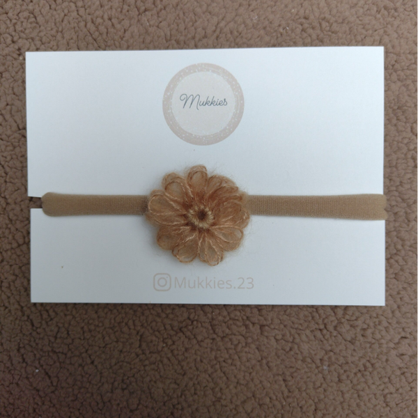 Haarbandje Haaknaald Bloem Khaki