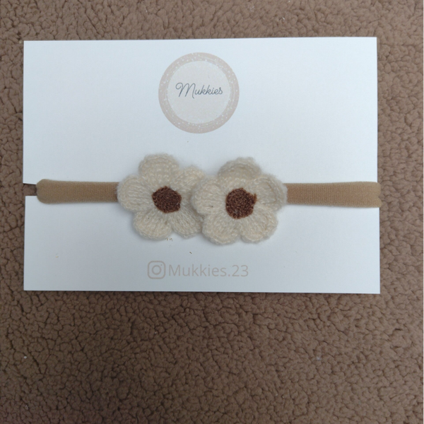 Haarbandje kasjmier bloem ivoor