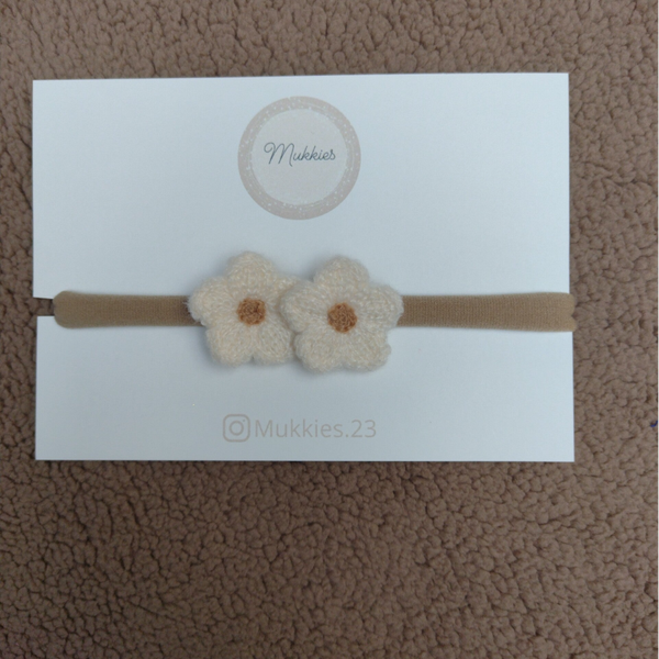 Haarbandje Wollen Bloem Ivoor