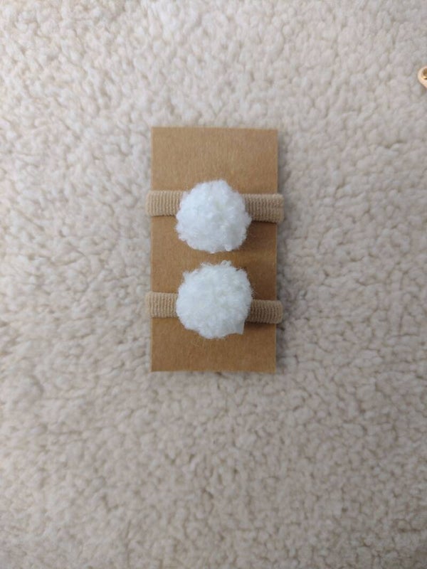 Haarelastiekjes Pompon Wit
